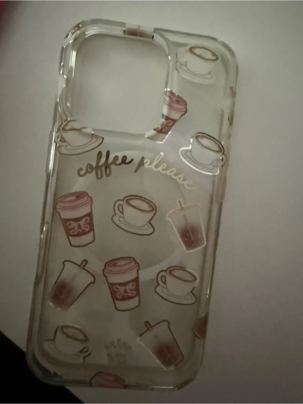 Clear Coffee Pattern Phone Case - Pink Accents velvet caviar iPhone 16 pro